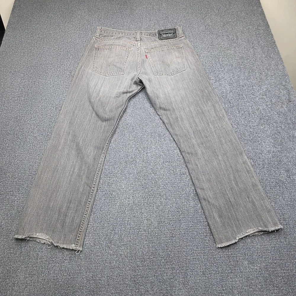 Levi's 514 Slim Straight Jeans‎ Mens Gray Denim Cut Off Raw Hem Gray 34 x 27